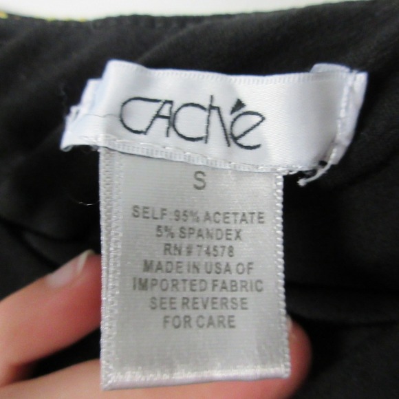 Cache One Shoulder Top Blouse Women S Black Gold Sequins Vtg Going Out y2k 244 - Picture 3 of 14